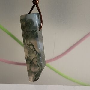 Unique Green and White Stone Pendant